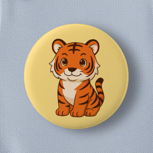Cute Tiger Cub on Yellow 6 Cm Round Badge