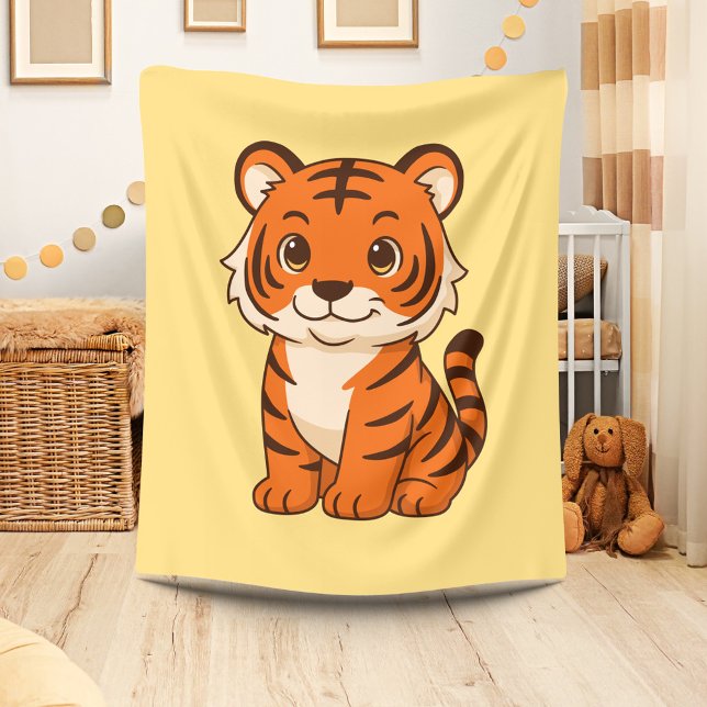 Cute Tiger Cub on Yellow Fleece Blanket (Creator Uploaded)