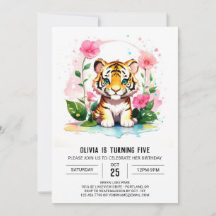 Cute Tiger Cub Wild Jungle Birthday Invitation
