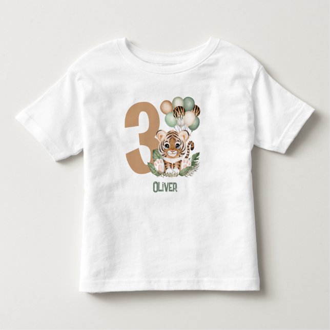 Cute Tiger Cub Wild One Boy Birthday Toddler T-Shirt (Front)
