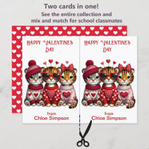 Cute Tiger Cubs Kid's Valentine Classroom Card