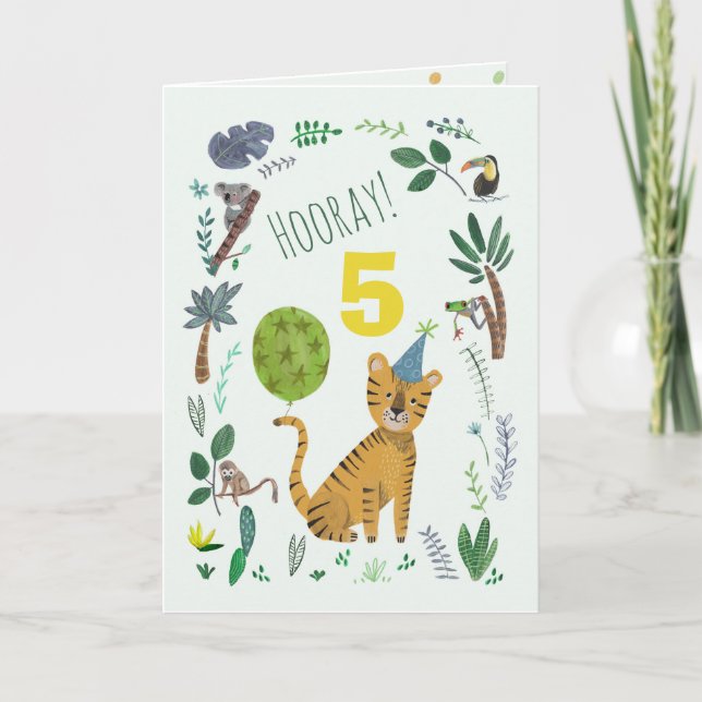 Cute tiger custom age birthday card (Front)
