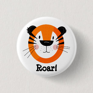 Cute Tiger Face Roar Art 3 Cm Round Badge