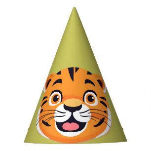 Cute tiger Face safari Wild jungle Birthday Party Hat