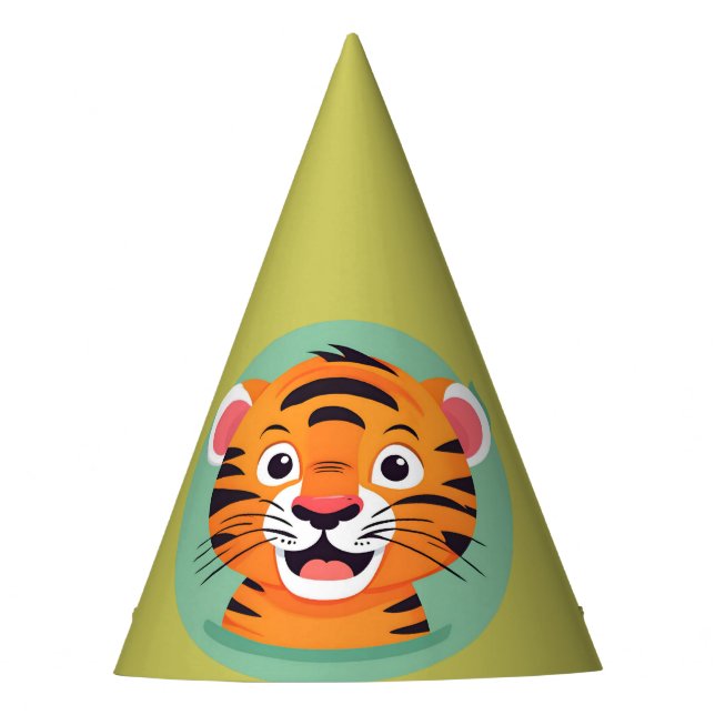 Cute tiger Face safari Wild jungle Birthday Party  Hat (Front)