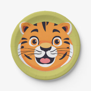 Cute tiger Face safari Wild jungle Birthday Party  Paper Plate
