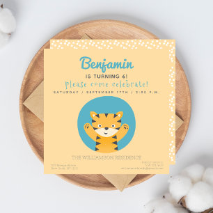 Cute Tiger - Fun Kids Birthday Party Invitation