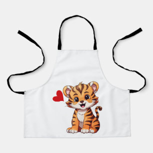 Cute Tiger Heart Animal Lover Valentine's Design Apron