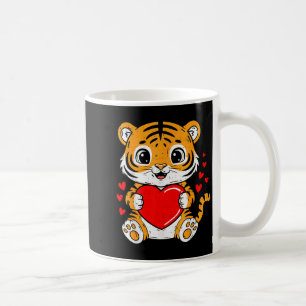 Cute Tiger Holding Heart Kawaii Valentines Day Men Coffee Mug