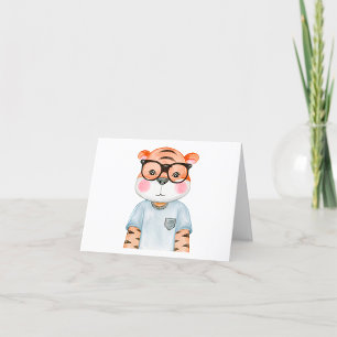 Cute Tiger Illustration Thank You Card