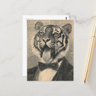 Cute Tiger in a Tux Collage Postcard