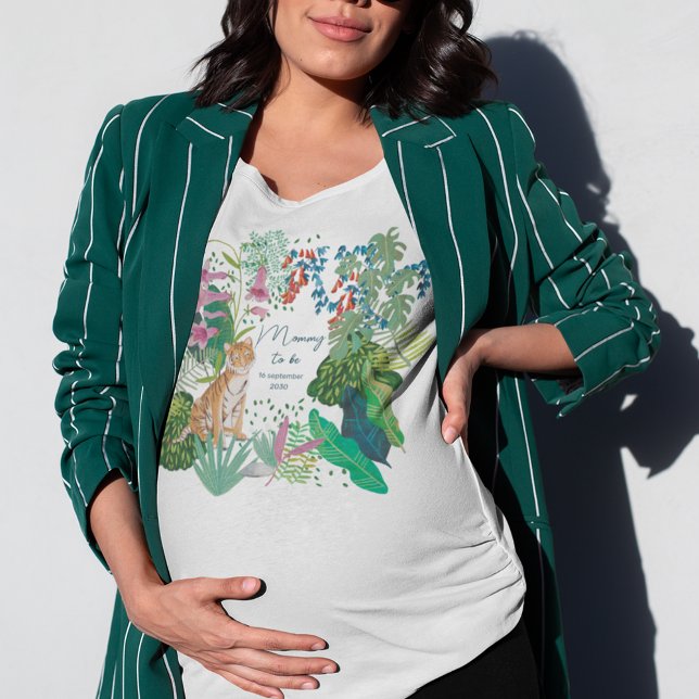 Cute Tiger Jungle Mummy to Be Baby Shower    T-Shirt (Mommy to be tiger tropical jungle)