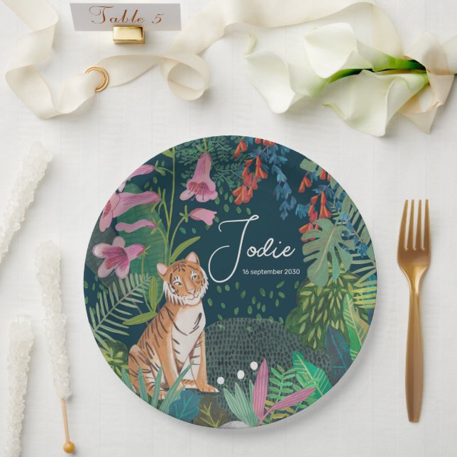 Cute Tiger Jungle New Baby Shower    Paper Plate (Wedding)