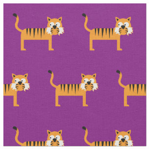 Cute Tiger Kid Baby Nursery Purple Cat Fabric