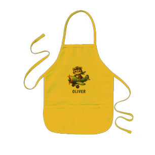 Cute Tiger Kid Flying an Aircraft Personalised Kids Apron