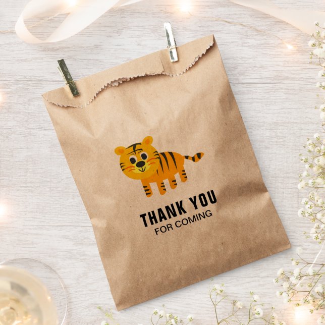 Cute Tiger Kids Birthday Party Favour Bag (Clipped)