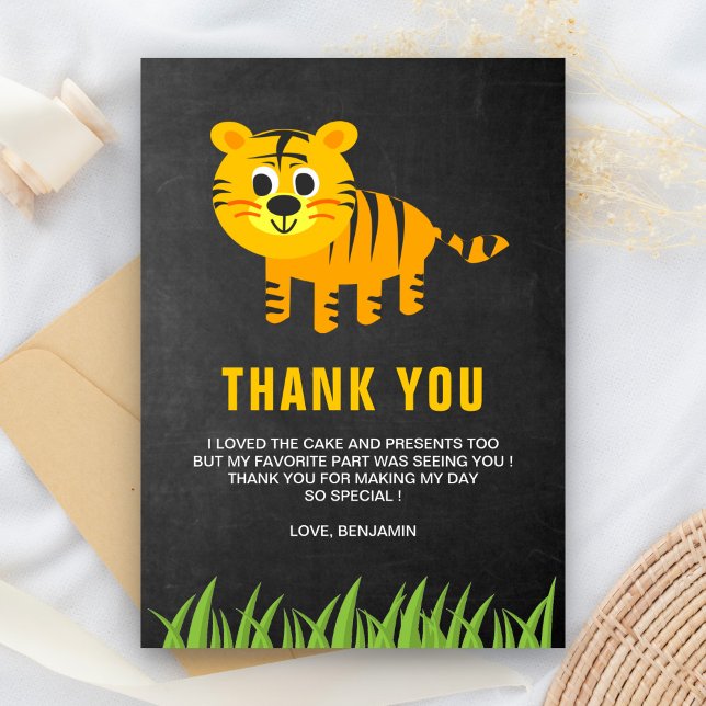 Cute Tiger Kids Birthday Party Thank You Card (Creator Uploaded)