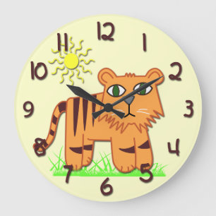 Cute Tiger Kid's Round Wall Clock