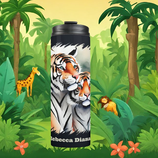 Cute tiger lovers add name  thermal tumbler (Creator Uploaded)