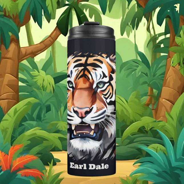 Cute tiger lovers add name  thermal tumbler (Creator Uploaded)
