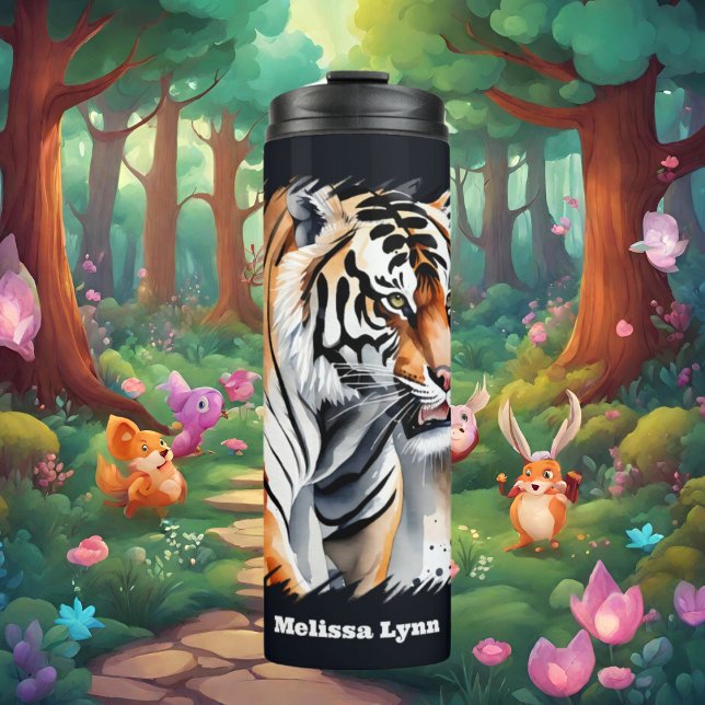 Cute tiger lovers add name thermal tumbler (Creator Uploaded)