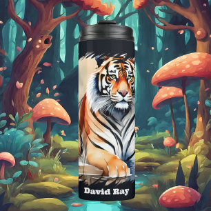 Cute tiger lovers add name  thermal tumbler