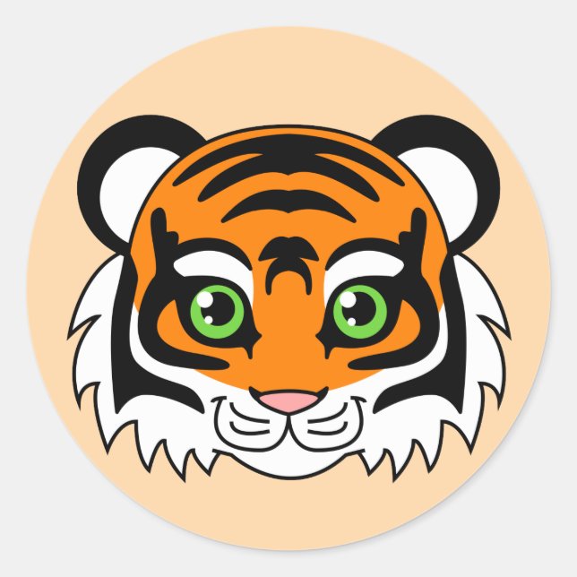 Cute Tiger Orange Classic Round Sticker (Front)