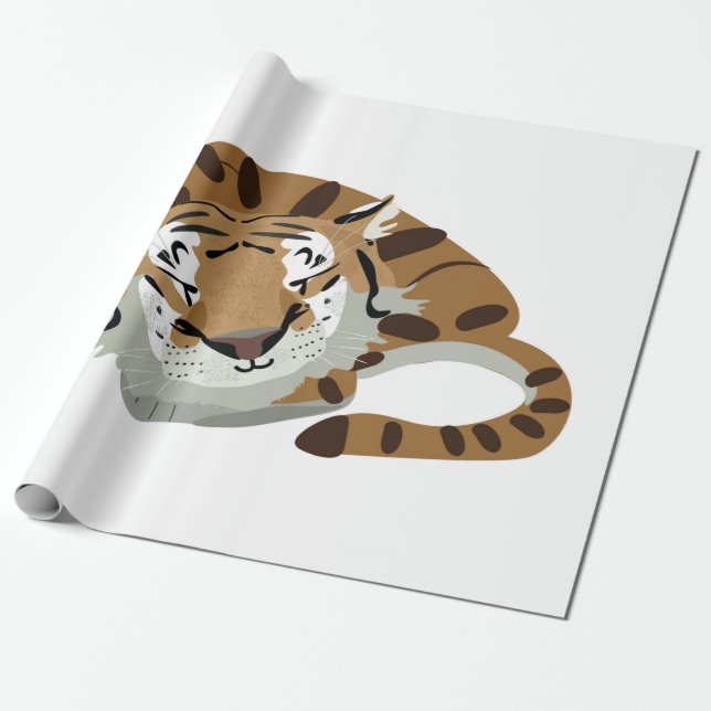Cute tiger over sleeping. Smiling expression, happ Wrapping Paper (Unrolled)