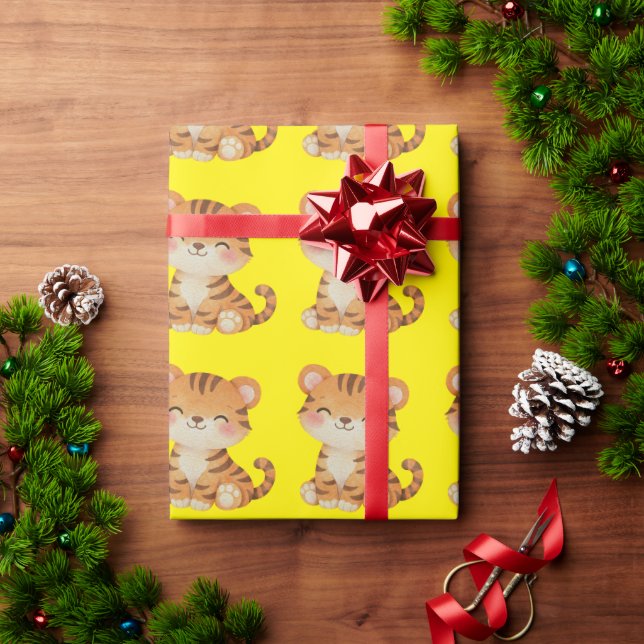 Cute Tiger Pattern Baby Nursery Throw Wrapping Paper (Holiday Gift)