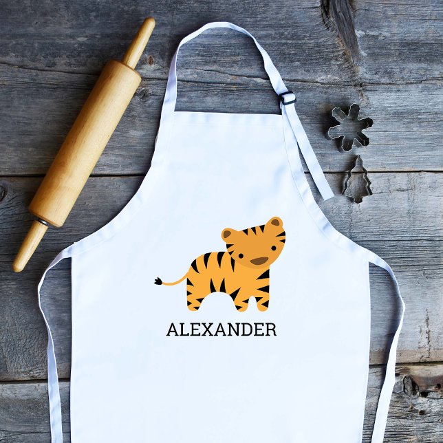Cute Tiger Personalized Kids Apron (Creator Uploaded)