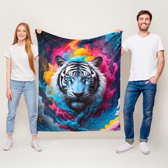 Cute Tiger Portrait Fleece Blanket (In Situ)