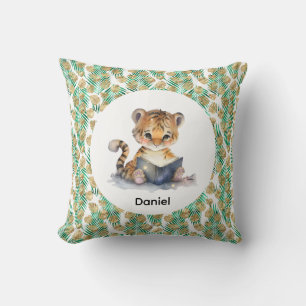 Cute Tiger Reading a Book Cushion