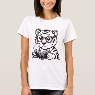 Cute Tiger Reading a Book T-Shirt – Adorable Book 