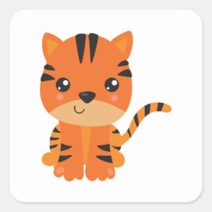 Cute Tiger Square Sticker