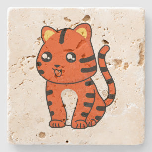 Cute Tiger Stone Coaster
