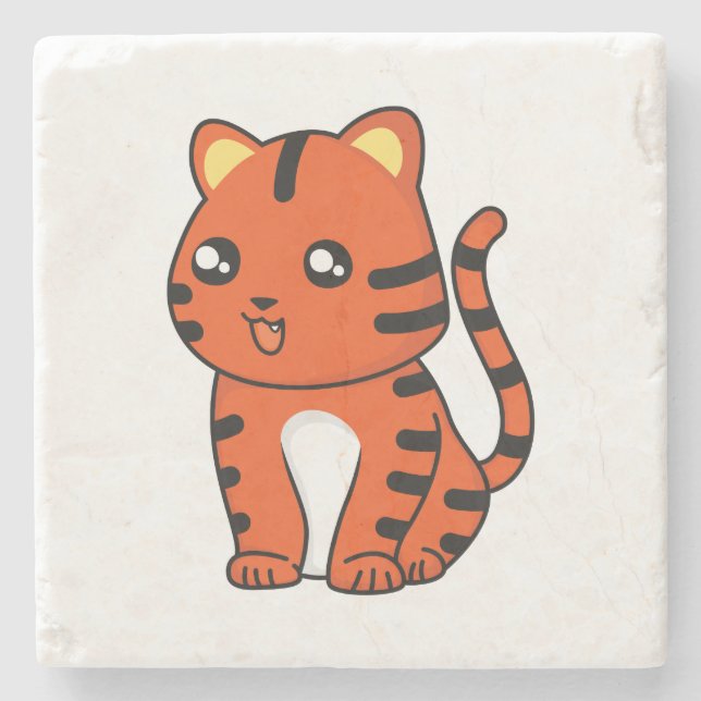 Cute Tiger Stone Coaster (Front)