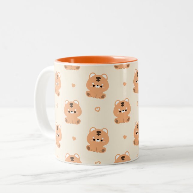 Cute Tiger Two-Tone Coffee Mug (Front Left)