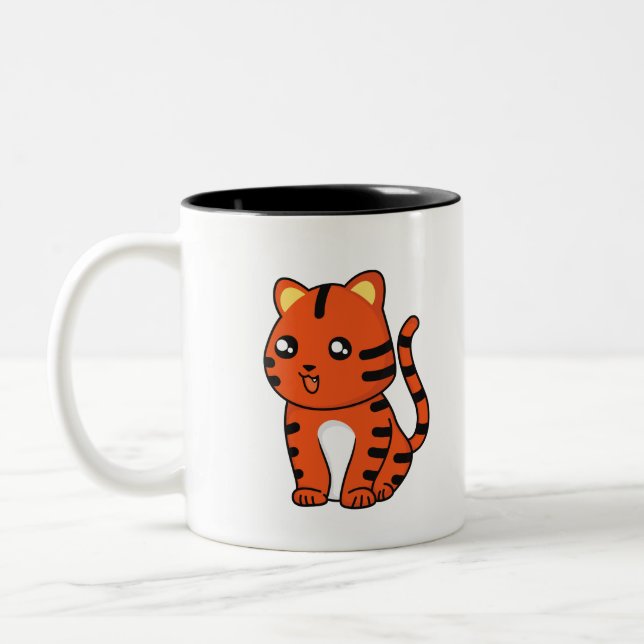 Cute Tiger Two-Tone Coffee Mug (Left)