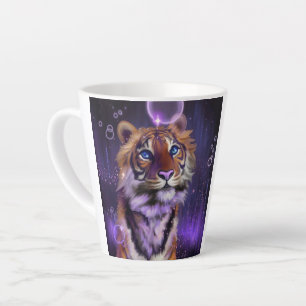 Cute tiger under purple sky latte mug