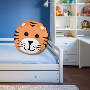 Cute Tiger Wild One Jungle Safari Animal Cartoon Round Cushion
