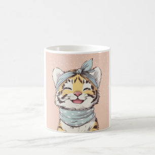 Cute Tiger with Bandana Kids Birthday Invitation Coffee Mug