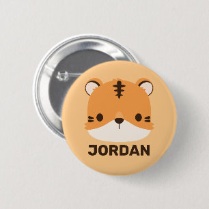 Cute Tiger with Personalised Name 6 Cm Round Badge