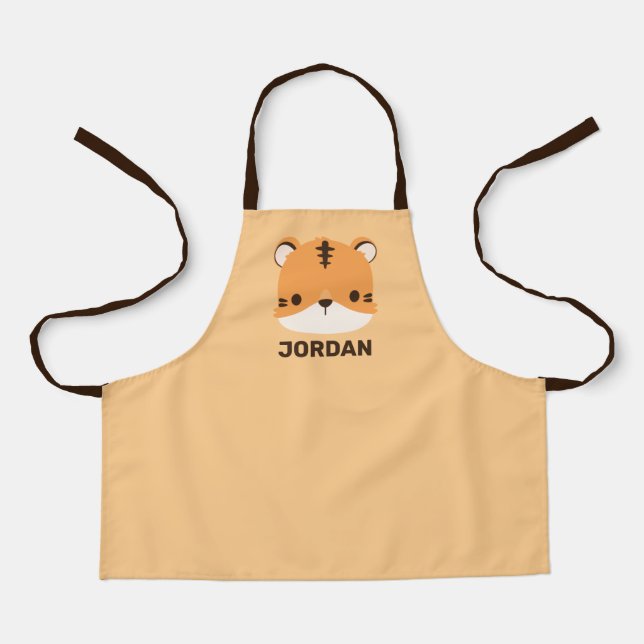 Cute Tiger with Personalised Name Apron (Front)