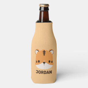 Cute Tiger with Personalised Name Bottle Cooler