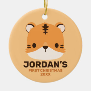 Cute Tiger with Personalised Name Ceramic Ornament