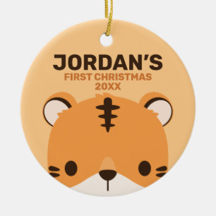 Cute Tiger with Personalised Name Ceramic Ornament