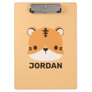 Cute Tiger with Personalised Name Clipboard