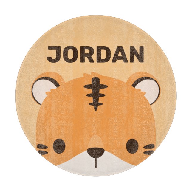 Cute Tiger with Personalised Name Cutting Board (Front)