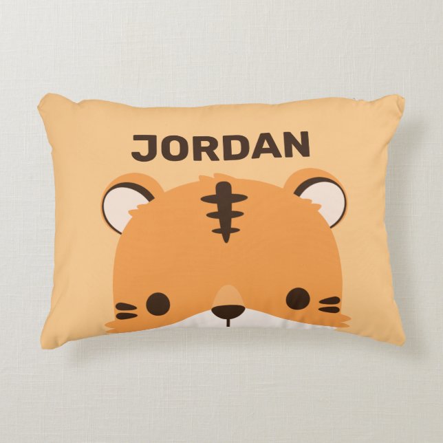 Cute Tiger with Personalised Name Decorative Cushion (Front)