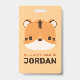 Cute Tiger with Personalised Name ID Badge